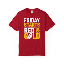 Load image into Gallery viewer, Garment-Dyed Inspirational T-shirt – Red &amp; Gold, Motivational Tee, Unisex Fashion, Everyday Wear, Gift Idea, Casual Style
