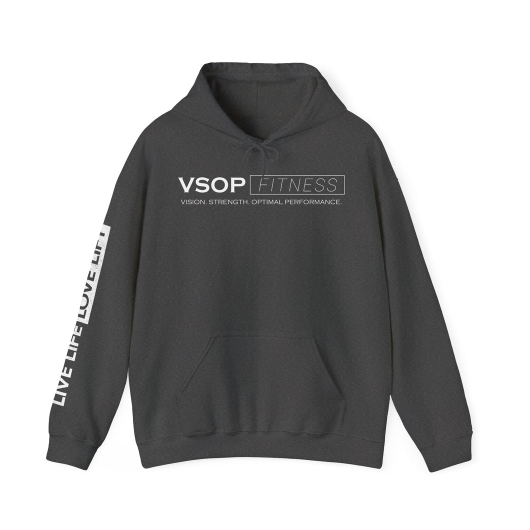VSOP Fitness Hoodie with LIVE LIFE LOVE LIFT (white font)