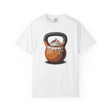 Load image into Gallery viewer, Pumpkin Spiced Latte T-Shirt with Kettlebell Design, Gym Gift, Workout Apparel, Unisex Activewear, Weightlifting Humor, Casual Wear
