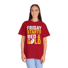 Load image into Gallery viewer, Garment-Dyed Inspirational T-shirt – Red &amp; Gold, Motivational Tee, Unisex Fashion, Everyday Wear, Gift Idea, Casual Style
