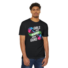 Load image into Gallery viewer, Girls Just Wanna Have Guns Unisex CVC Jersey T-Shirt, Fitness Apparel, Workout Shirt, Gift for Gym Lovers, Motivational Tee

