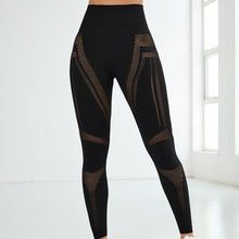 Load image into Gallery viewer, Seamless Mesh Yoga Pants, Women&#39;s Black High Waist, Women&#39;s Leggings
