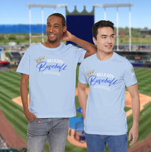 Load image into Gallery viewer, Killa City Baseball shirt, Royals, KC, KCMO, Unique Tees, KC Baby, Blue, Crown City, Killa City, Unisex, Classic
