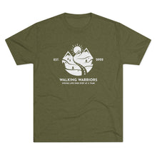 Load image into Gallery viewer, WALKING WARRIORS: Unisex Tri-Blend Tee with Light Logo (8 colors)
