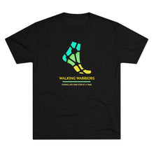 Load image into Gallery viewer, WALKING WARRIORS: Unisex Tri-Blend Tee: Teal/Yellow (5 colors)
