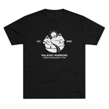 Load image into Gallery viewer, WALKING WARRIORS: Unisex Tri-Blend Tee with Light Logo (8 colors)
