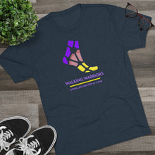 Load image into Gallery viewer, WALKING WARRIORS: Unisex Tri-Blend Tee: Purple/Yellow (3 colors)
