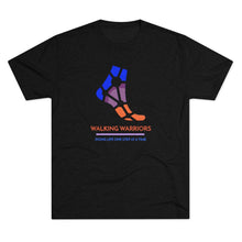 Load image into Gallery viewer, WALKING WARRIORS: Unisex Tri-Blend Tee: Blue/Orange (2 colors)
