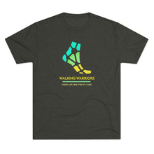 Load image into Gallery viewer, WALKING WARRIORS: Unisex Tri-Blend Tee: Teal/Yellow (5 colors)
