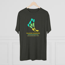Load image into Gallery viewer, WALKING WARRIORS: Unisex Tri-Blend Tee: Teal/Yellow (5 colors)
