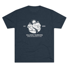 Load image into Gallery viewer, WALKING WARRIORS: Unisex Tri-Blend Tee with Light Logo (8 colors)
