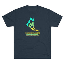 Load image into Gallery viewer, WALKING WARRIORS: Unisex Tri-Blend Tee: Teal/Yellow (5 colors)
