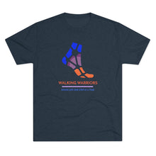 Load image into Gallery viewer, WALKING WARRIORS: Unisex Tri-Blend Tee: Blue/Orange (2 colors)

