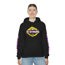 Load image into Gallery viewer, JO STRONG HOODIE: Iron Sharpens Iron (front, back, and sleeve designs)
