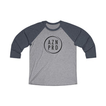 Load image into Gallery viewer, AZN PRD Unisex Super Soft Tri-Blend 3/4 Raglan Tee with Black Logo
