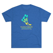 Load image into Gallery viewer, WALKING WARRIORS: Unisex Tri-Blend Tee: Teal/Yellow (5 colors)
