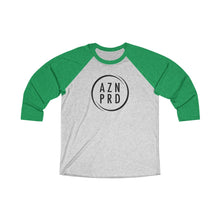 Load image into Gallery viewer, AZN PRD Unisex Super Soft Tri-Blend 3/4 Raglan Tee with Black Logo
