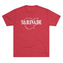Load image into Gallery viewer, SARINADE: Black &amp; White with Red Star: Unisex Tri-Blend Tee (7 colors)
