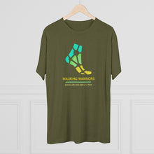Load image into Gallery viewer, WALKING WARRIORS: Unisex Tri-Blend Tee: Teal/Yellow (5 colors)
