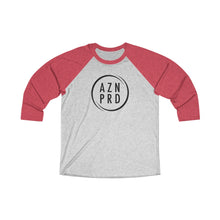 Load image into Gallery viewer, AZN PRD Unisex Super Soft Tri-Blend 3/4 Raglan Tee with Black Logo

