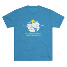 Load image into Gallery viewer, WALKING WARRIORS: Unisex Tri-Blend Tee with Yellow Sun (8 colors)
