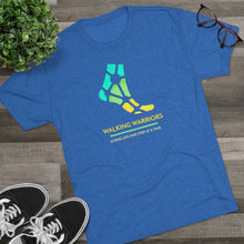 Load image into Gallery viewer, WALKING WARRIORS: Unisex Tri-Blend Tee: Teal/Yellow (5 colors)
