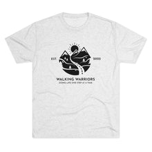 Load image into Gallery viewer, WALKING WARRIORS: Unisex Tri-Blend Tee with Dark Logo (7 colors)
