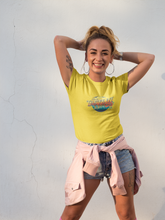 Load image into Gallery viewer, Taste of AAPI Sun and Flowers: Women&#39;s Bella &amp; Canvas 100% Airlume Slim Fit Tee (Sizes S to 2XL)
